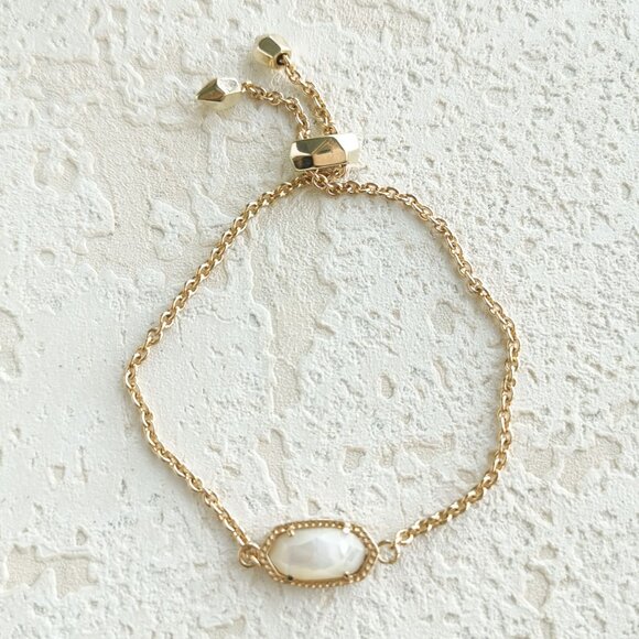 Kendra Scott Elaina Ivory Pearl Gold Adjustable Chain Bracelet - Picture 1 of 3